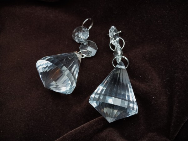 New chandelier crystal pyramid drops pack of 2