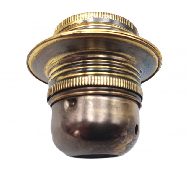 ES E27 Bulb lamp Holder Antique Plated 3 Part Plus Shade Rings In Antique Plated