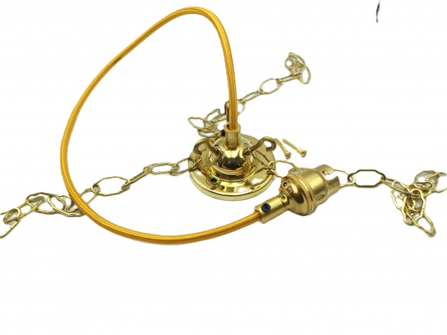 Triple Hook Ceiling Pendant Set Brass