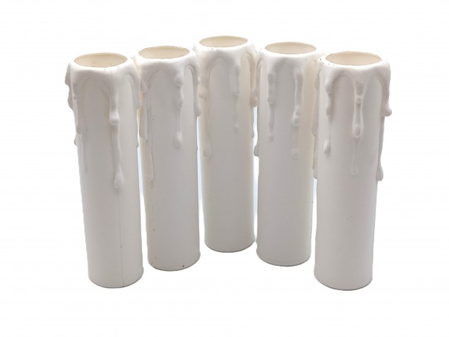 white plastic wax drip effect candle tubes 100mm height x 23mm 